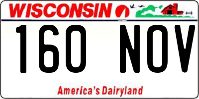 WI license plate 160NOV