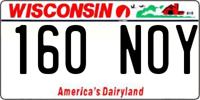 WI license plate 160NOY