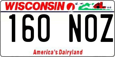 WI license plate 160NOZ