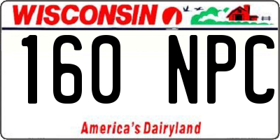 WI license plate 160NPC