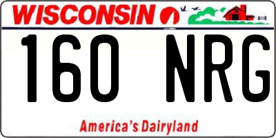 WI license plate 160NRG