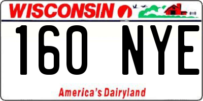 WI license plate 160NYE