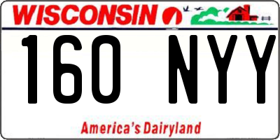 WI license plate 160NYY