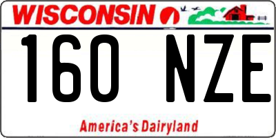 WI license plate 160NZE