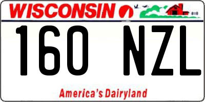 WI license plate 160NZL