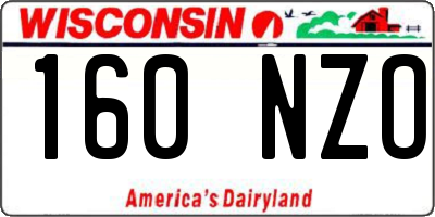 WI license plate 160NZO