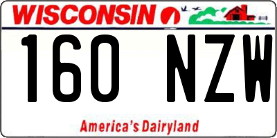 WI license plate 160NZW
