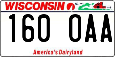 WI license plate 160OAA