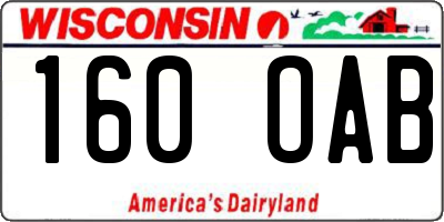 WI license plate 160OAB