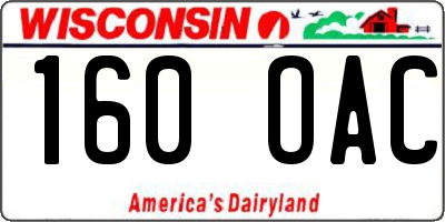 WI license plate 160OAC