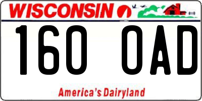 WI license plate 160OAD