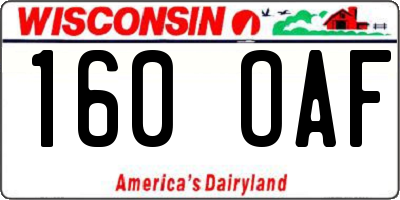 WI license plate 160OAF