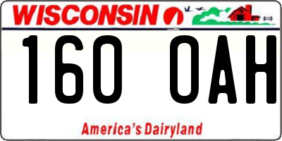 WI license plate 160OAH