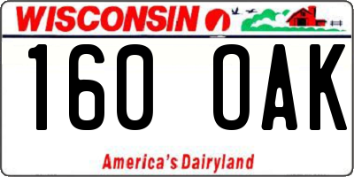 WI license plate 160OAK
