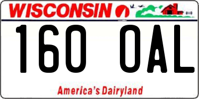 WI license plate 160OAL
