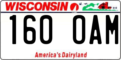WI license plate 160OAM