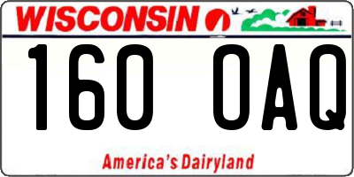 WI license plate 160OAQ