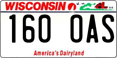 WI license plate 160OAS