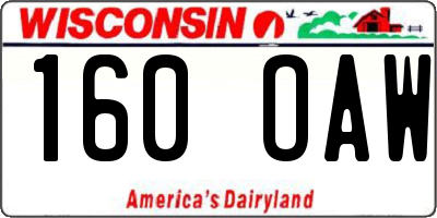 WI license plate 160OAW