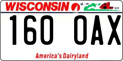 WI license plate 160OAX