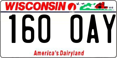 WI license plate 160OAY
