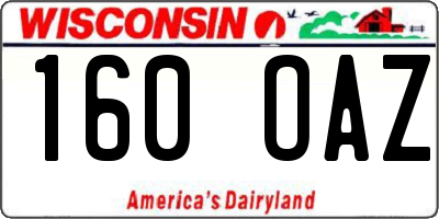 WI license plate 160OAZ