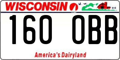 WI license plate 160OBB