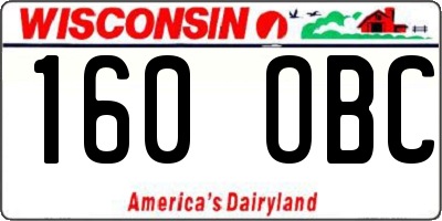 WI license plate 160OBC
