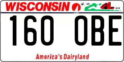 WI license plate 160OBE