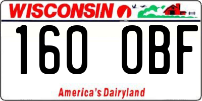 WI license plate 160OBF