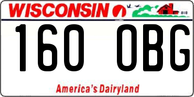 WI license plate 160OBG