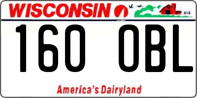 WI license plate 160OBL