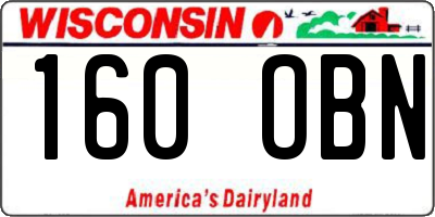 WI license plate 160OBN