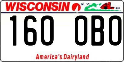 WI license plate 160OBO