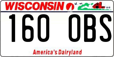 WI license plate 160OBS