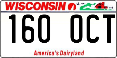 WI license plate 160OCT