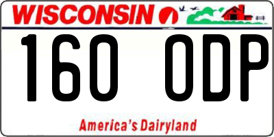 WI license plate 160ODP
