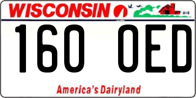 WI license plate 160OED