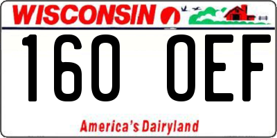 WI license plate 160OEF