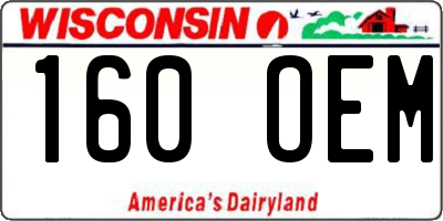 WI license plate 160OEM