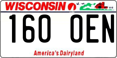 WI license plate 160OEN