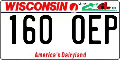 WI license plate 160OEP