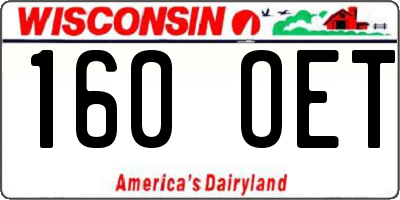 WI license plate 160OET