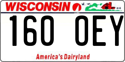 WI license plate 160OEY