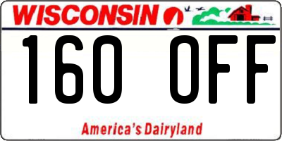 WI license plate 160OFF