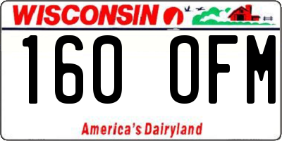 WI license plate 160OFM