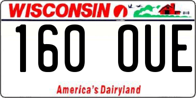 WI license plate 160OUE