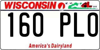 WI license plate 160PLO