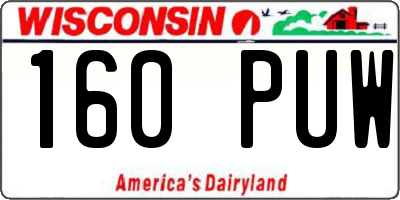 WI license plate 160PUW