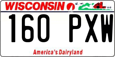 WI license plate 160PXW
